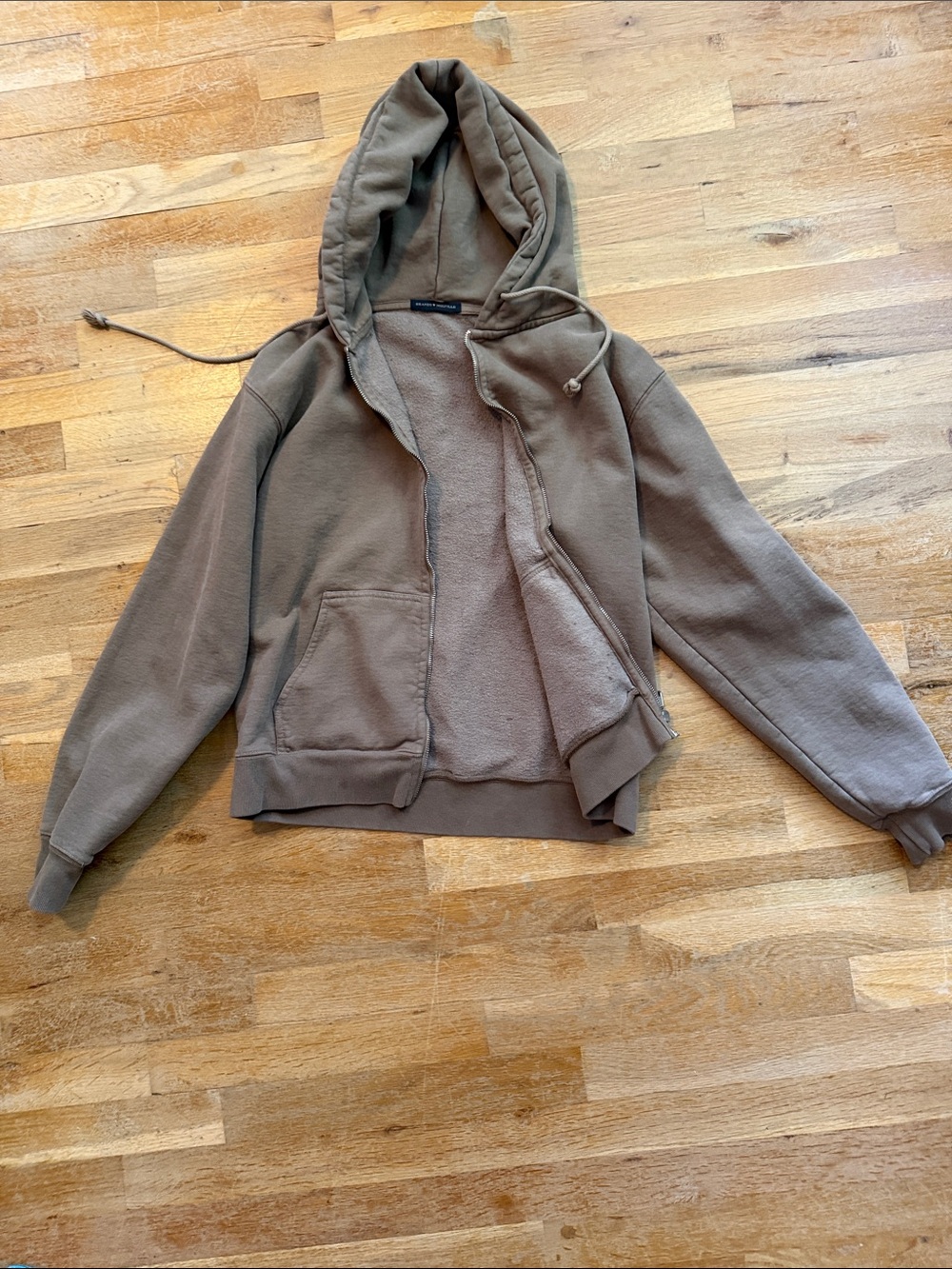 Brandy Melville Taupe Hooded Zip-Up Jacket